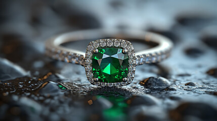 Wall Mural - Emerald Ring With Diamonds