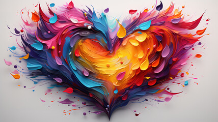 Wall Mural - Valentines background with red 3d heart around a gold frame