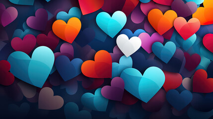 Wall Mural - colourful vector illustration of valentines day hearts for wallpapers