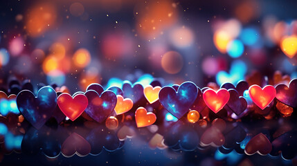 Wall Mural - Romantic heart bokeh overlays bright valentine