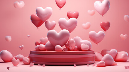 Wall Mural - 3d background with valentines day sale