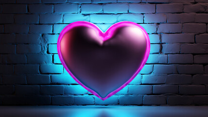Wall Mural - a heart with a blue heart on the wall