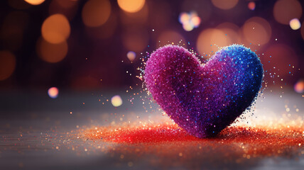 Wall Mural - glowing sparkling golden hearts banner for valentines day