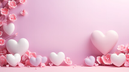 Wall Mural - valentines day festive background with pink and red hearts in envelope love letter