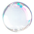 © SERSOLL - Soap bubble isolated on a transparent background close-up. Flying soap bubble in PNG format. Colorful transparent soap bubble, graphic design element