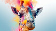 Giraffe head illustration focus macro detailed, cute little horns  Generate AI