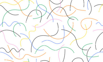 Wall Mural - colorful line doodle seamless pattern. simple childish hand drawn seamless pattern. random colorful 
