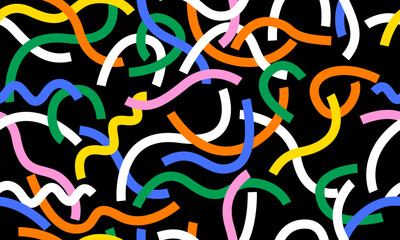 Wall Mural - colorful line doodle seamless pattern. simple childish hand drawn seamless pattern. random colorful 