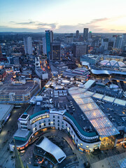 Wall Mural - Aerial View of City Centre Buildings of Birmingham Central City of England United Kingdom During Sunset.
