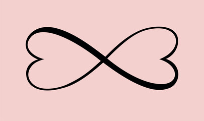 Wall Mural - infinity forever love symbol heart shaped black sign silhouette.eternal,limitless emblem.cycle,endle
