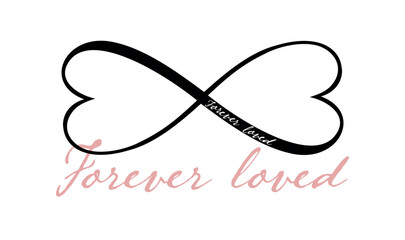 Wall Mural - infinity forever loved love symbol heart shaped sign silhouette.eternal,limitless emblem.cycle,endle