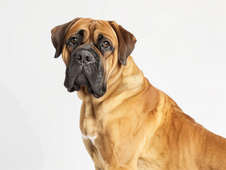 Wall Mural - A Canary Mastiff, robust and alert, white studio backdrop 