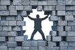 © Jawed Gfx - Person breaks through wall, symbolizing breakthrough and adaptation amidst change