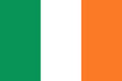 © Checha - Flag of Ireland in a round shape. Tricolor: green, white, orange colors. Three vertical stripes. Isolated vector illustration on gray background.