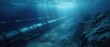 Global underwater communication network, a hyperrealistic submarine fiberoptic cable scene