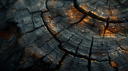 Wall Mural - The image is of a piece of wood with cracks and splinters. AI.