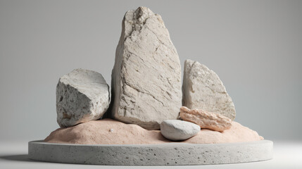 Poster - Sculpture of Rocks and Sand on White Surface