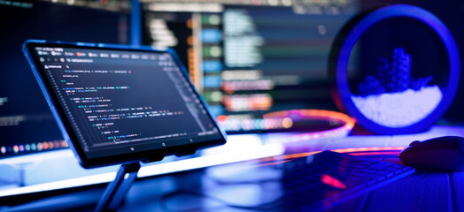 professional development programmer working background. coding technologies working in software comp