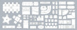 © alexdndz - Linear interior in top view mega set in flat graphic design. Collection elements of outline apartment plan with kitchen, dining, bedroom, living room, bathroom and other objects. Vector illustration.