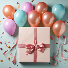 Wall Mural - gift box and balloons