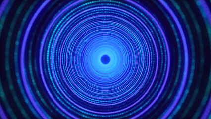 Leinwandbilder - Abstract 3d portal. Circle tunnel or wormhole. Digital background with connected blue dots and lines. 3D rendering.