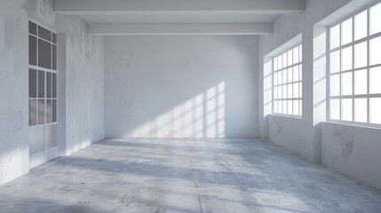 Wall Mural - White empty room with windows and sunlight