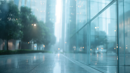 Wall Mural - Blurred glass wall of modern business office building at the business center use for background in business concept