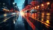  flashes of light colorful on city streets, from car headlights, like colorful flashes, Generate AI
