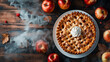 hot apple pie served on a white plate