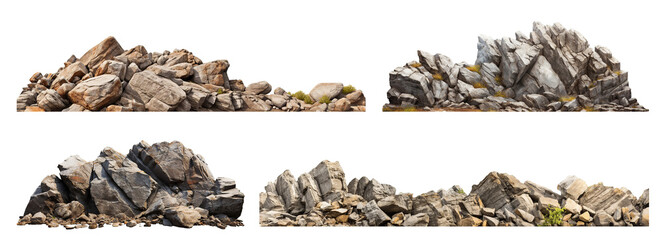 Wall Mural - Set of rocky rugged landscape with stones, cut out