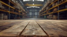 A Wooden Floor In A Large Warehouse. Suitable For Industrial Themes