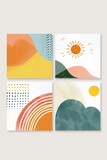 Fototapeta Zachód słońca - Four cards with unique abstract designs, perfect for various projects