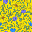 Daffodils. Seamless pattern design, vintage vector  illustration.