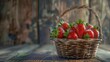 Fresh strawberries in a basket, perfect for food and agriculture themes