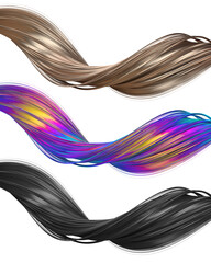 Wall Mural - set of abstract colorful twisted shapes, 3d render
