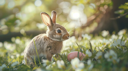 Poster - easter bunny with easter eggs