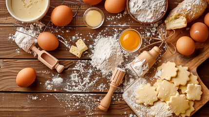 Wall Mural - ingredients for baking like fluor eggs sugar