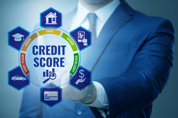 Businessman in credit score concept