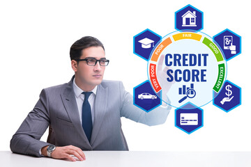 Wall Mural - Businessman in credit score concept