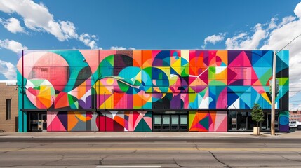 Wall Mural - An entire building facade comes alive with a vibrant mural