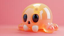 3d Rendering Of A Skull Shaped Toy On A Pink Background