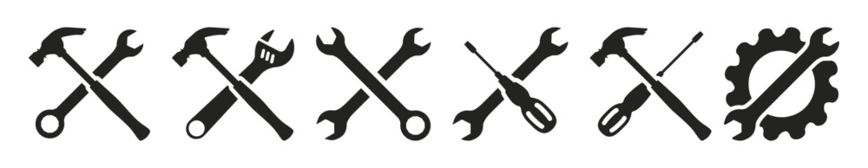 Tools and Service icons set. Wrench, screwdriver and gear icon. Simple Set of Repair Related Icons. Set of repair tools icons.