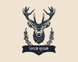 Vintage retro deer art line logo template design vector on white background. AI Generated