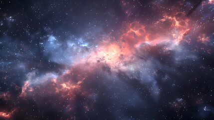 Stunning HDRI 360° space background featuring a colorful nebula and stars, suitable for use as an immersive environment map for astronomical and fantastic visualizations.