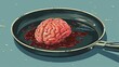 A metaphorical illustration of a brain frying in a pan