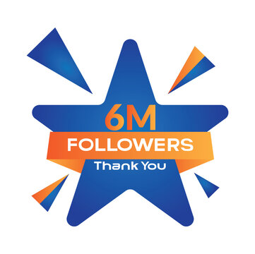 Thank You 6M Followers Template Design. Thank you 6M followers celebration template design vector.