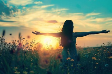 Wall Mural - Golden light illuminates a hand reaching towards a dream written in a journal, representing the Law of Attraction and attracting your ideal life