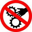 Do not touch rotating parts of machinery, hand safety sign