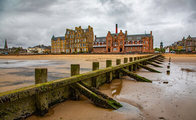 Sticker - Dark gloomy view of Portobello Beach in Edinburgh city, Scotland