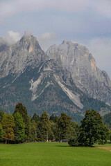 Wall Mural - Summer view of the famous Pale di San Martino  landscape, near San Martino di Castrozza, Italian Dolomites, Europe                        